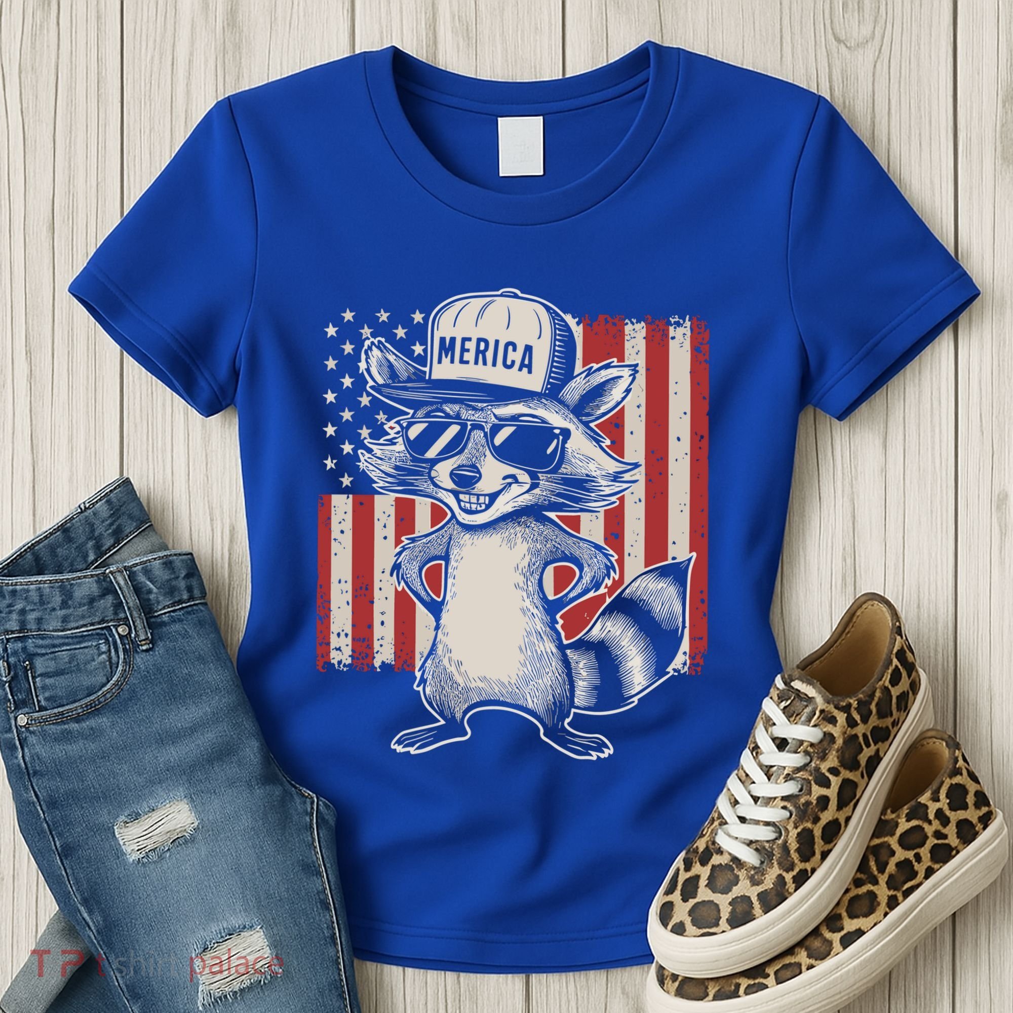 Redneck Raccoon Patriotic White Trash Party Attire Hillbilly Gift Women's T-Shirt