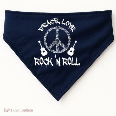 Rock'n Roll Peace Love Rock and Roll Tee USA-Made Doggie Bandana