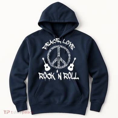 Rock'n Roll Peace Love Rock and Roll Tee Hoodie