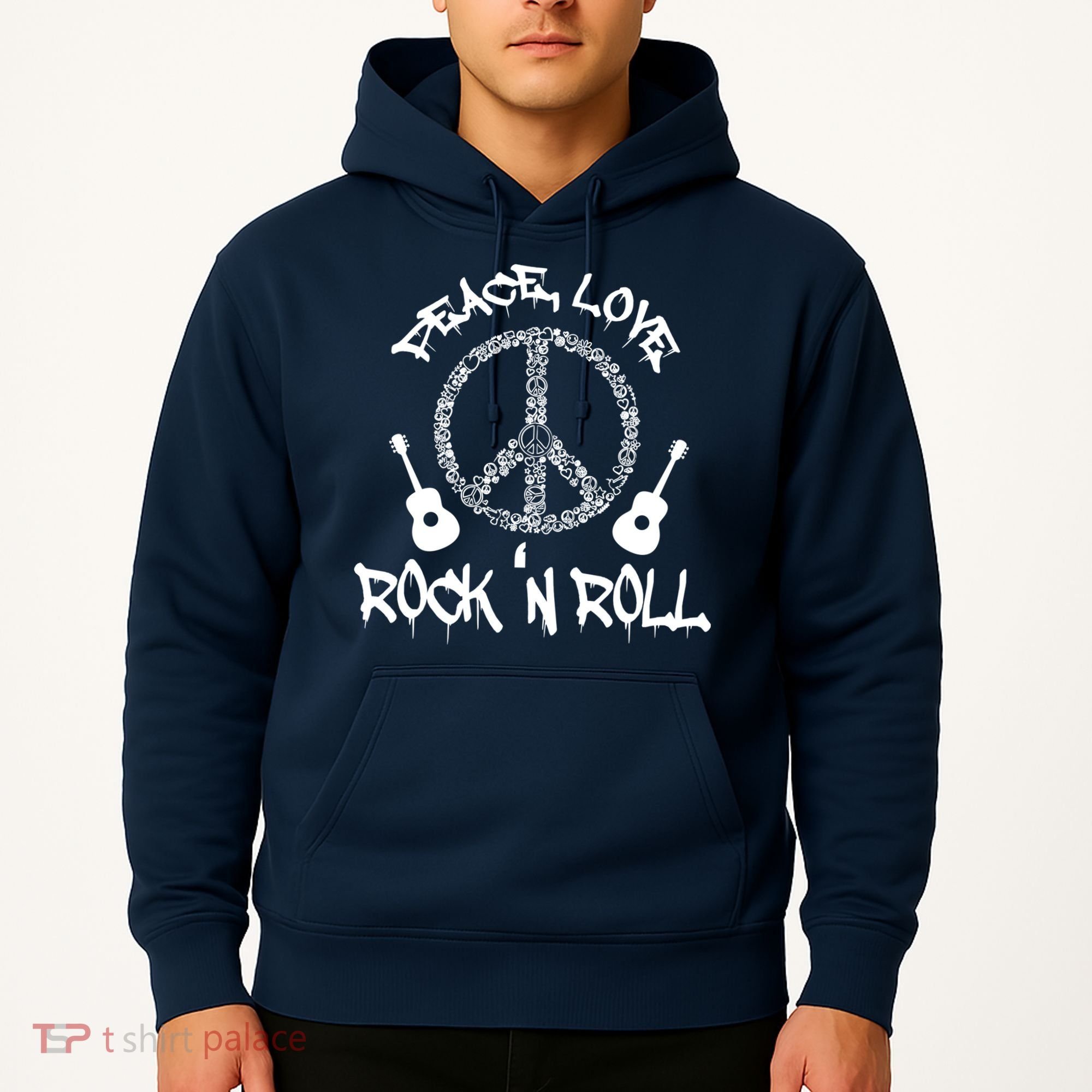 Rock'n Roll Peace Love Rock and Roll Tee Hoodie