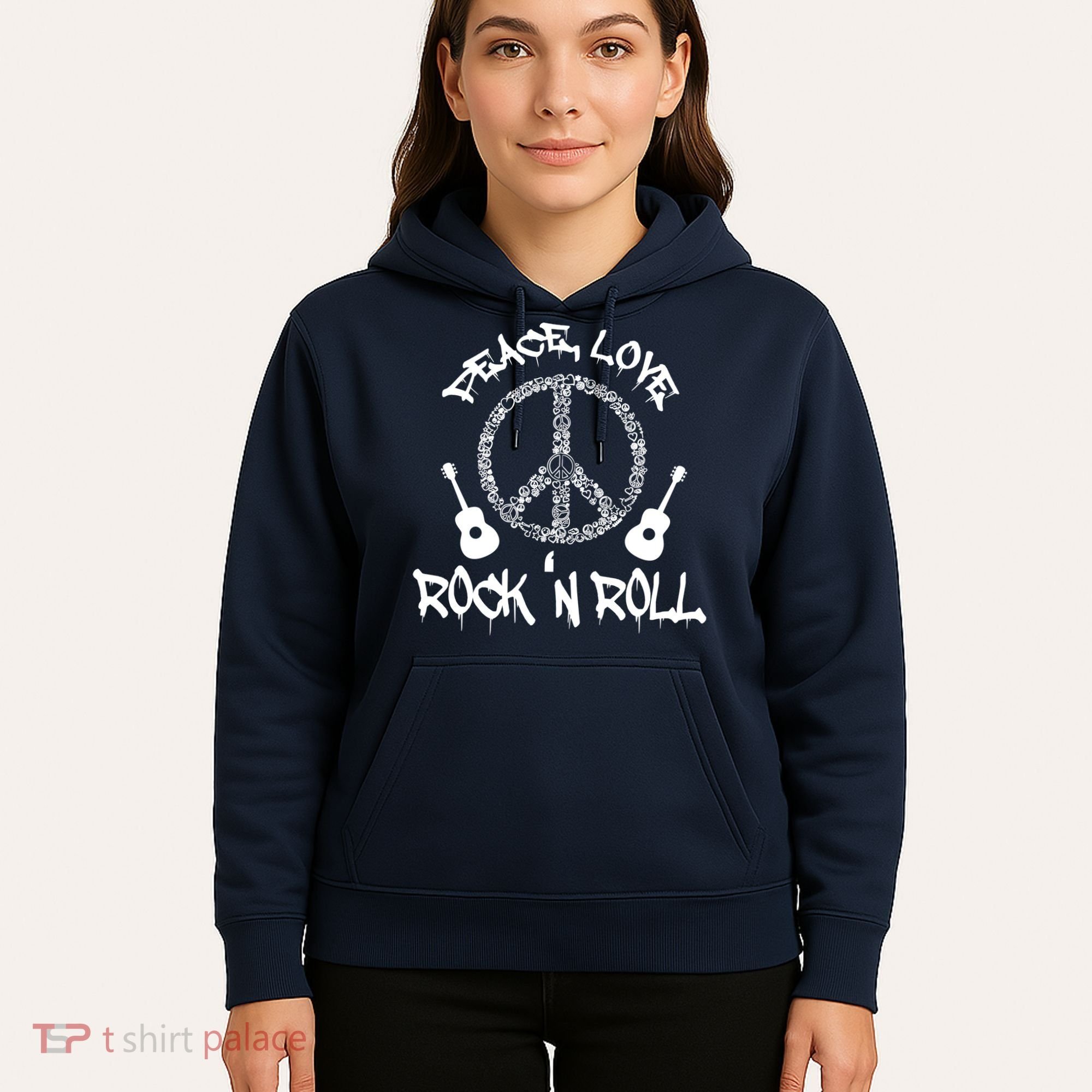 Rock'n Roll Peace Love Rock and Roll Tee Hoodie