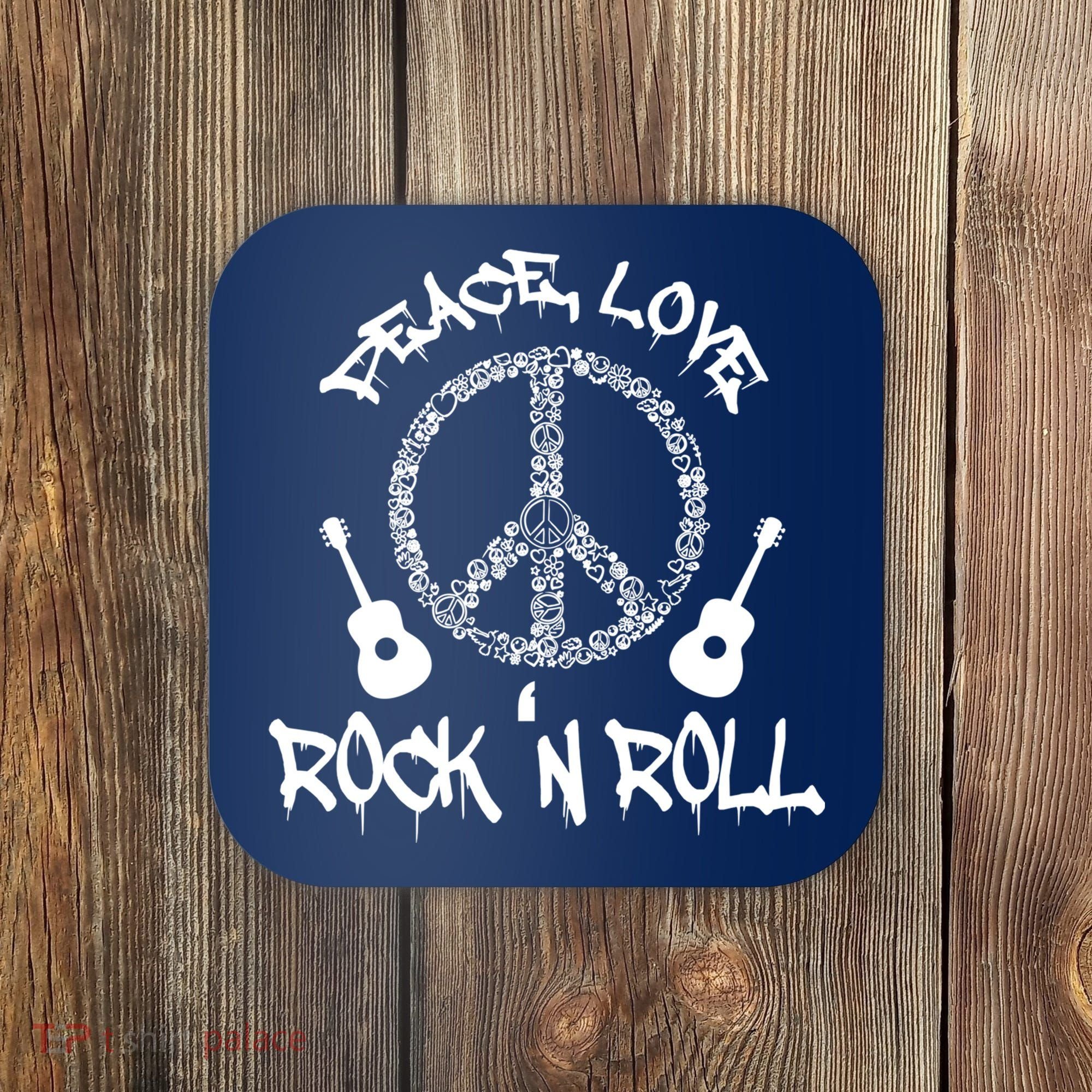 Rock'n Roll Peace Love Rock and Roll Tee Coaster