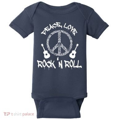 Rock'n Roll Peace Love Rock and Roll Tee Baby Bodysuit