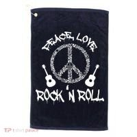 Rock'n Roll Peace Love Rock and Roll Tee Golf Towel thumb 0