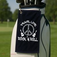 Rock'n Roll Peace Love Rock and Roll Tee Golf Towel thumb 2