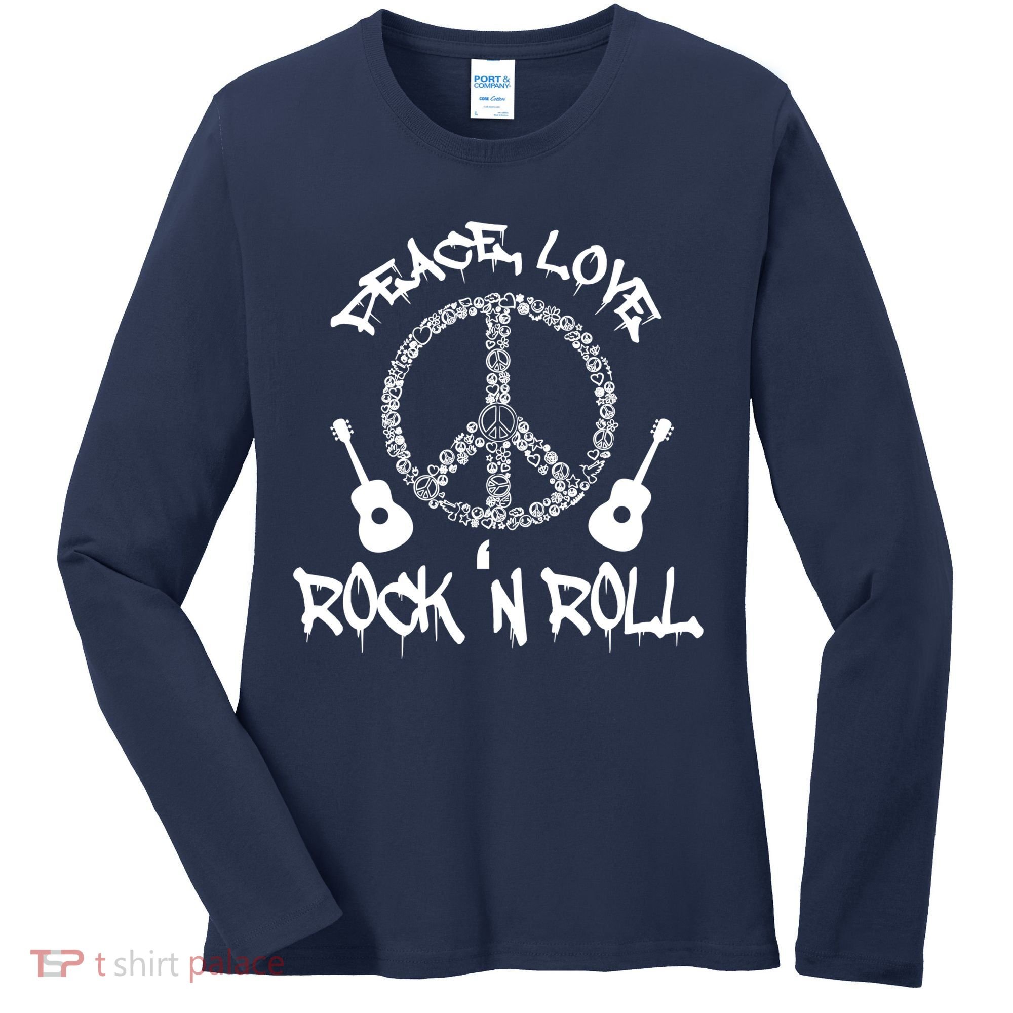 Rock'n Roll Peace Love Rock and Roll Tee Women's Long Sleeve Shirt