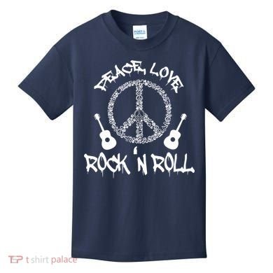 Rock'n Roll Peace Love Rock and Roll Tee Kids T-Shirt