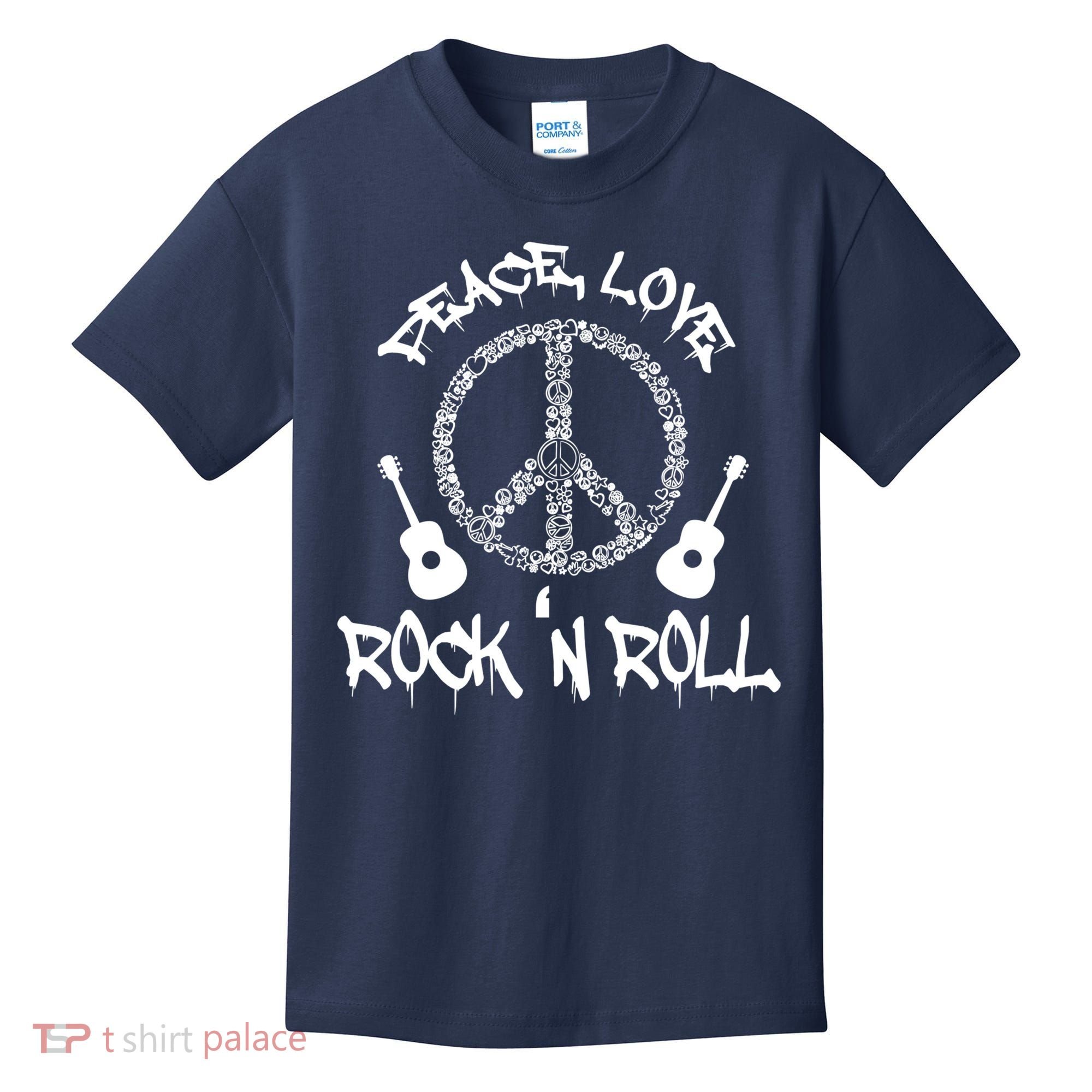 Rock'n Roll Peace Love Rock and Roll Tee Kids T-Shirt