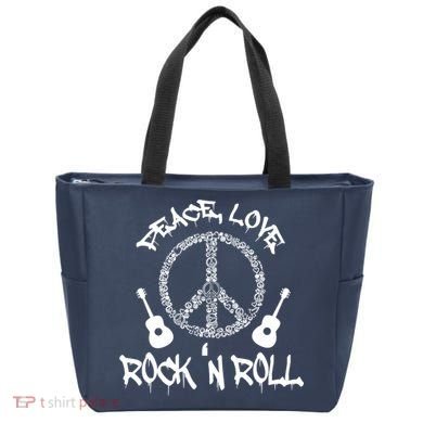 Rock'n Roll Peace Love Rock and Roll Tee Tote Bag