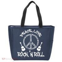 Rock'n Roll Peace Love Rock and Roll Tee Tote Bag thumb 0