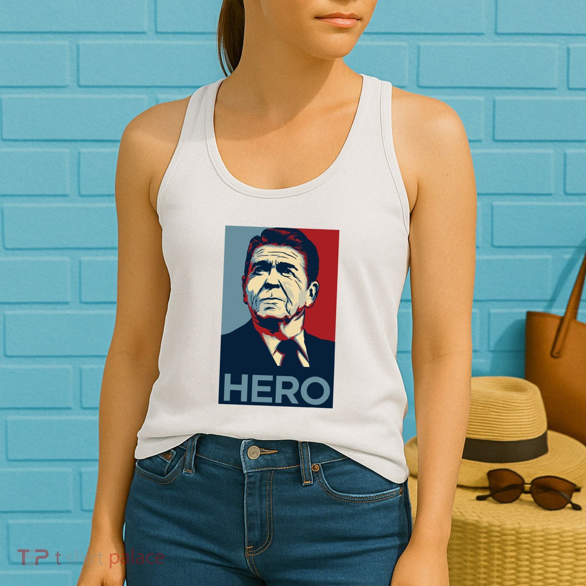 Ronald Reagan President Usa America Funny Women's Tank Top