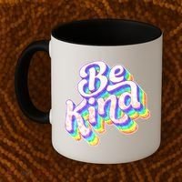 Retro Rainbow Prism Be Kind Coffee Mug thumb 2