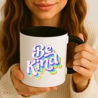 Retro Rainbow Prism Be Kind Coffee Mug thumb 3