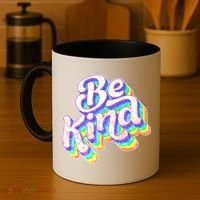 Retro Rainbow Prism Be Kind Coffee Mug thumb 4