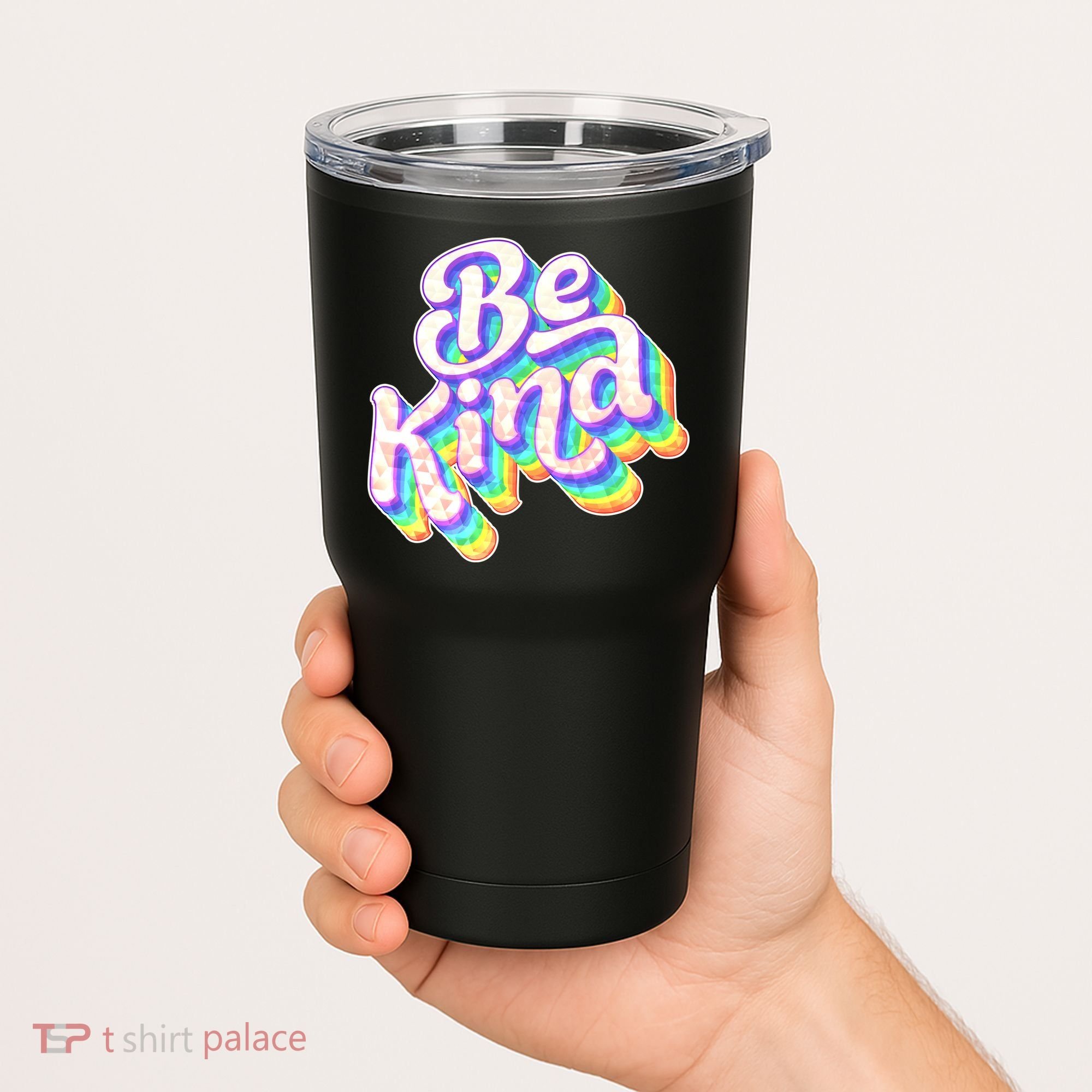 Retro Rainbow Prism Be Kind Tumbler