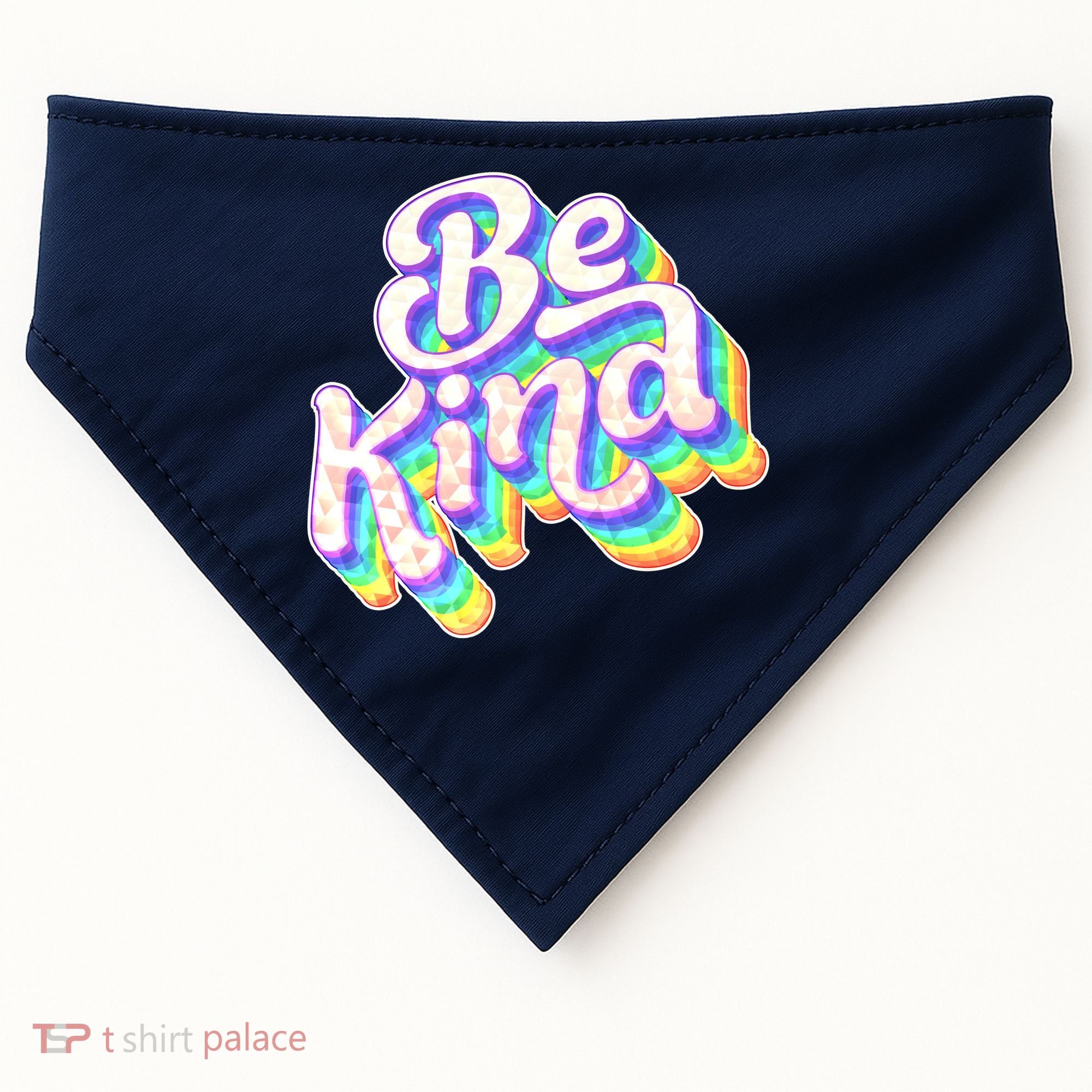Retro Rainbow Prism Be Kind USA-Made Doggie Bandana
