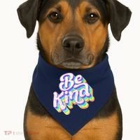 Retro Rainbow Prism Be Kind USA-Made Doggie Bandana thumb 1