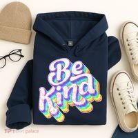 Retro Rainbow Prism Be Kind Hoodie thumb 4