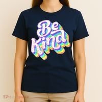 Retro Rainbow Prism Be Kind T-Shirt thumb 4