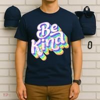 Retro Rainbow Prism Be Kind T-Shirt thumb 6