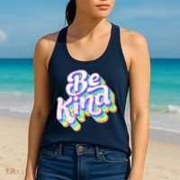 Retro Rainbow Prism Be Kind Women's Tank Top thumb 2