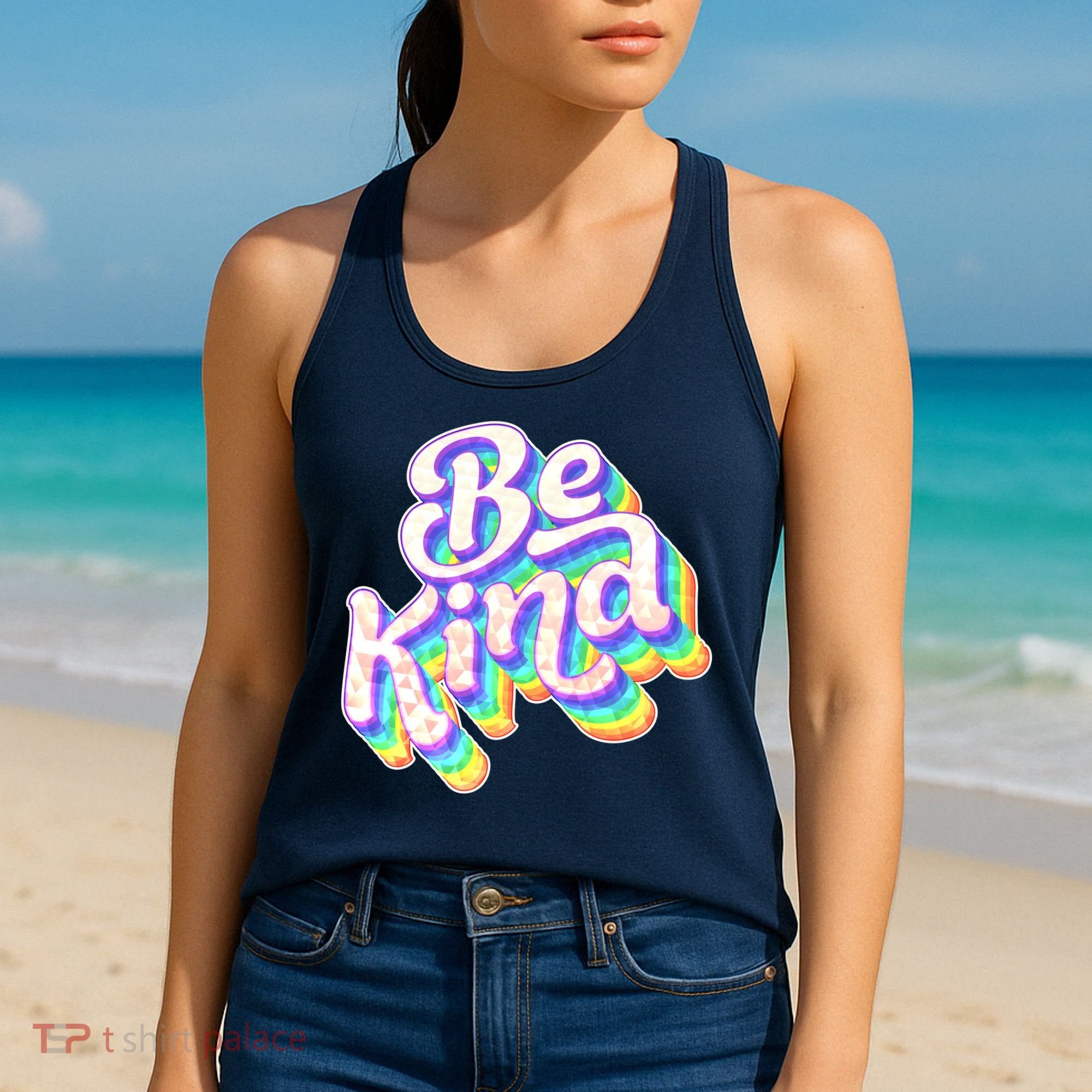 Retro Rainbow Prism Be Kind Women's Tank Top