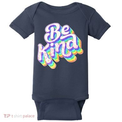 Retro Rainbow Prism Be Kind Baby Bodysuit