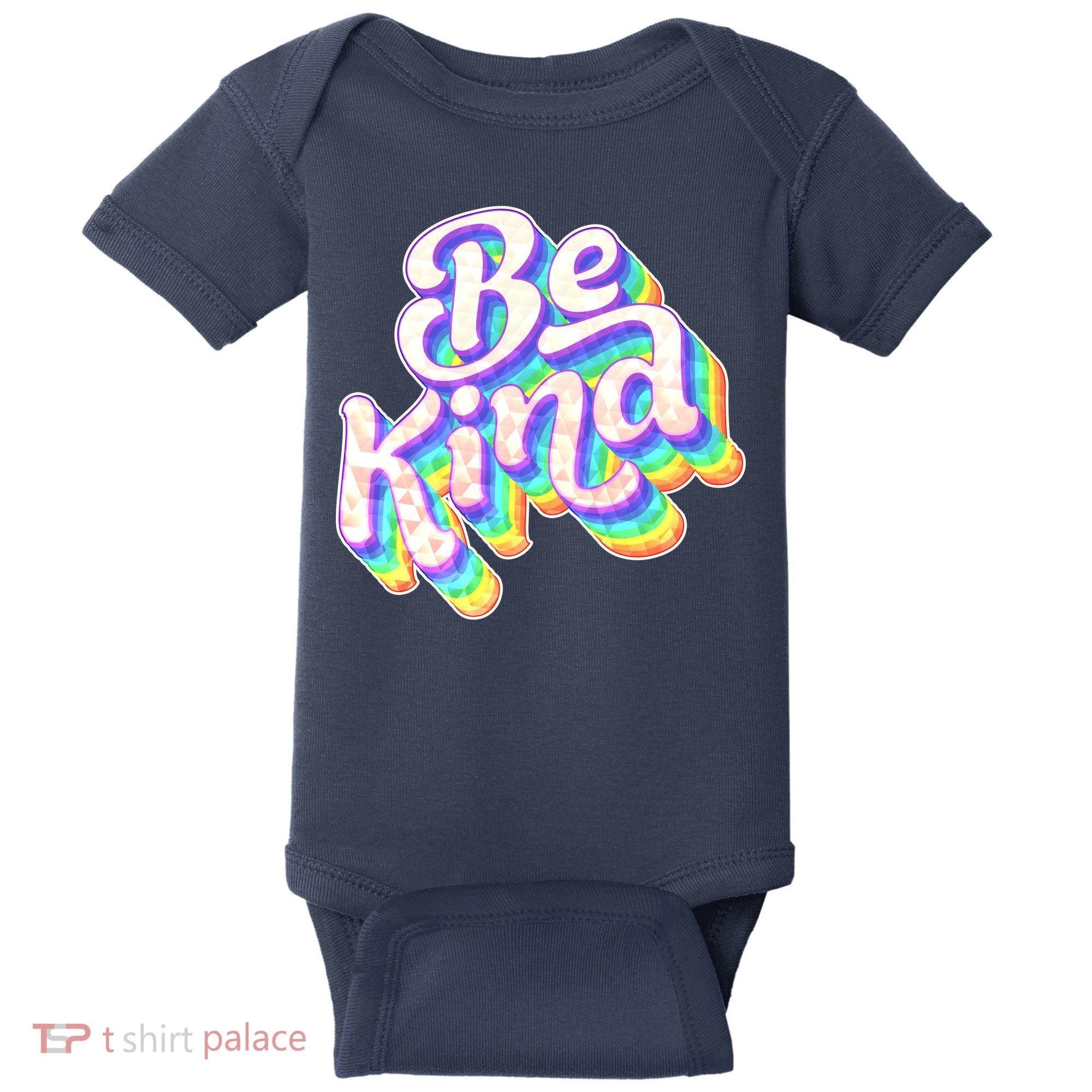 Retro Rainbow Prism Be Kind Baby Bodysuit