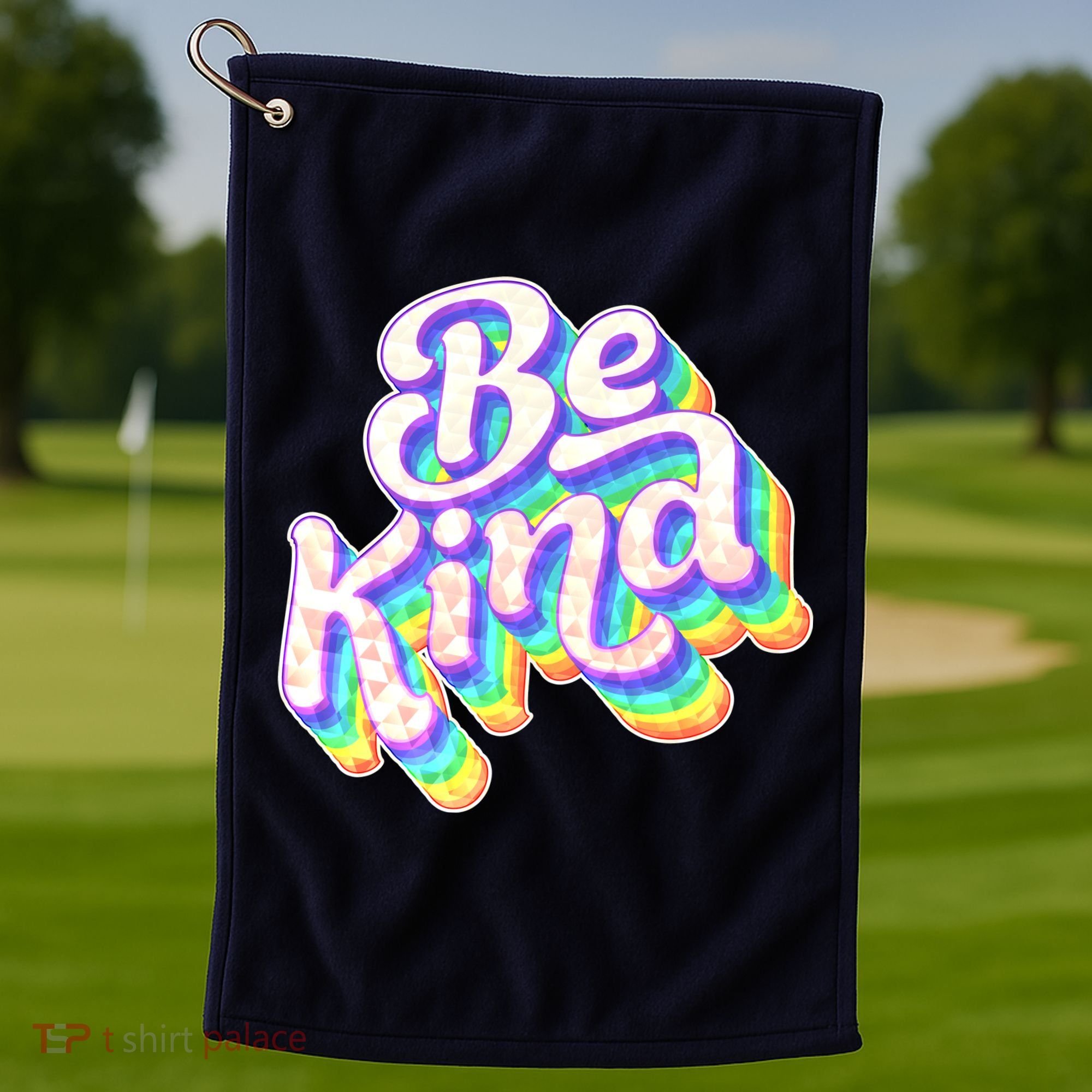 Retro Rainbow Prism Be Kind Golf Towel