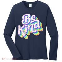 Retro Rainbow Prism Be Kind Women's Long Sleeve Shirt thumb 0