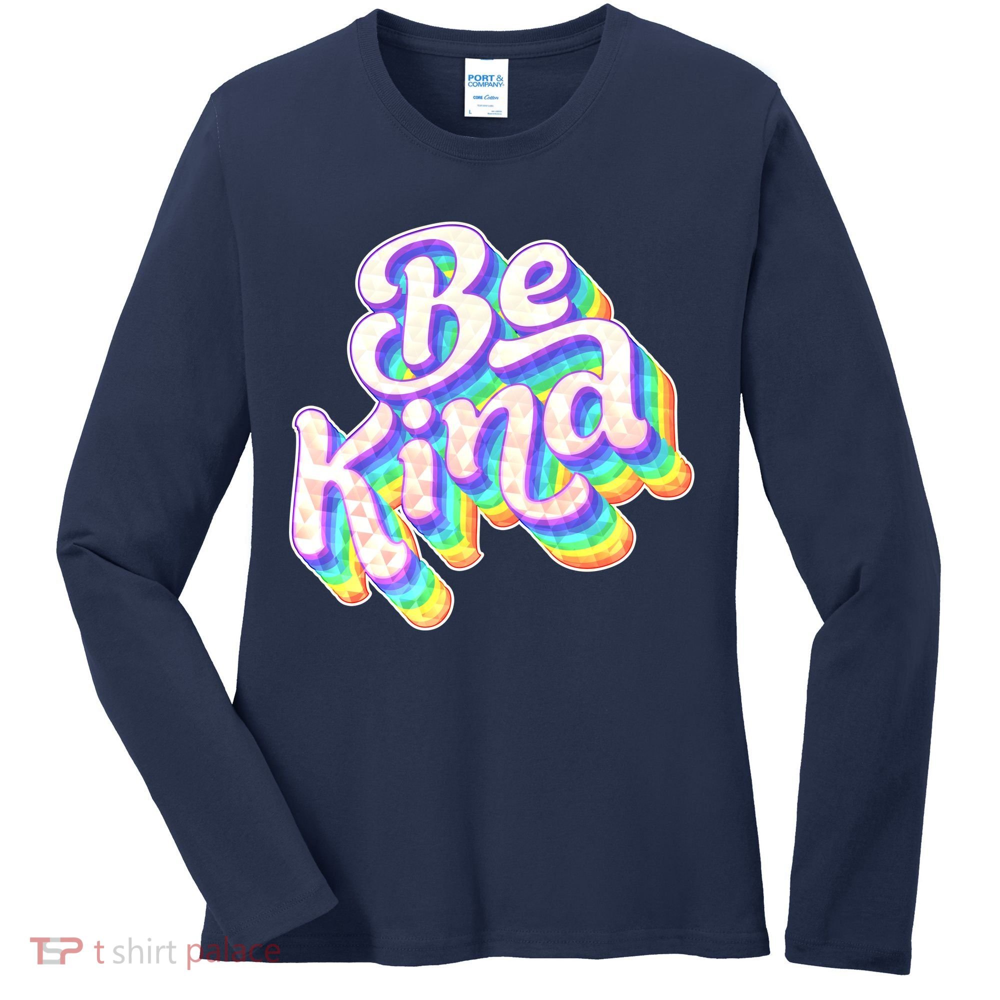 Retro Rainbow Prism Be Kind Women's Long Sleeve Shirt