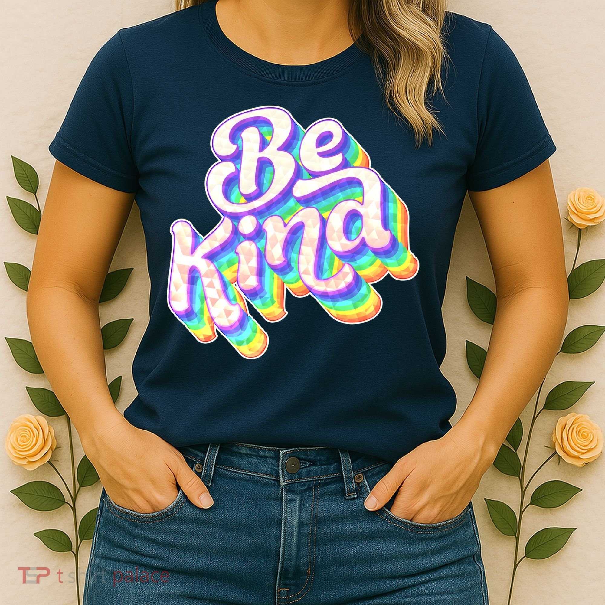 Retro Rainbow Prism Be Kind Women's T-Shirt