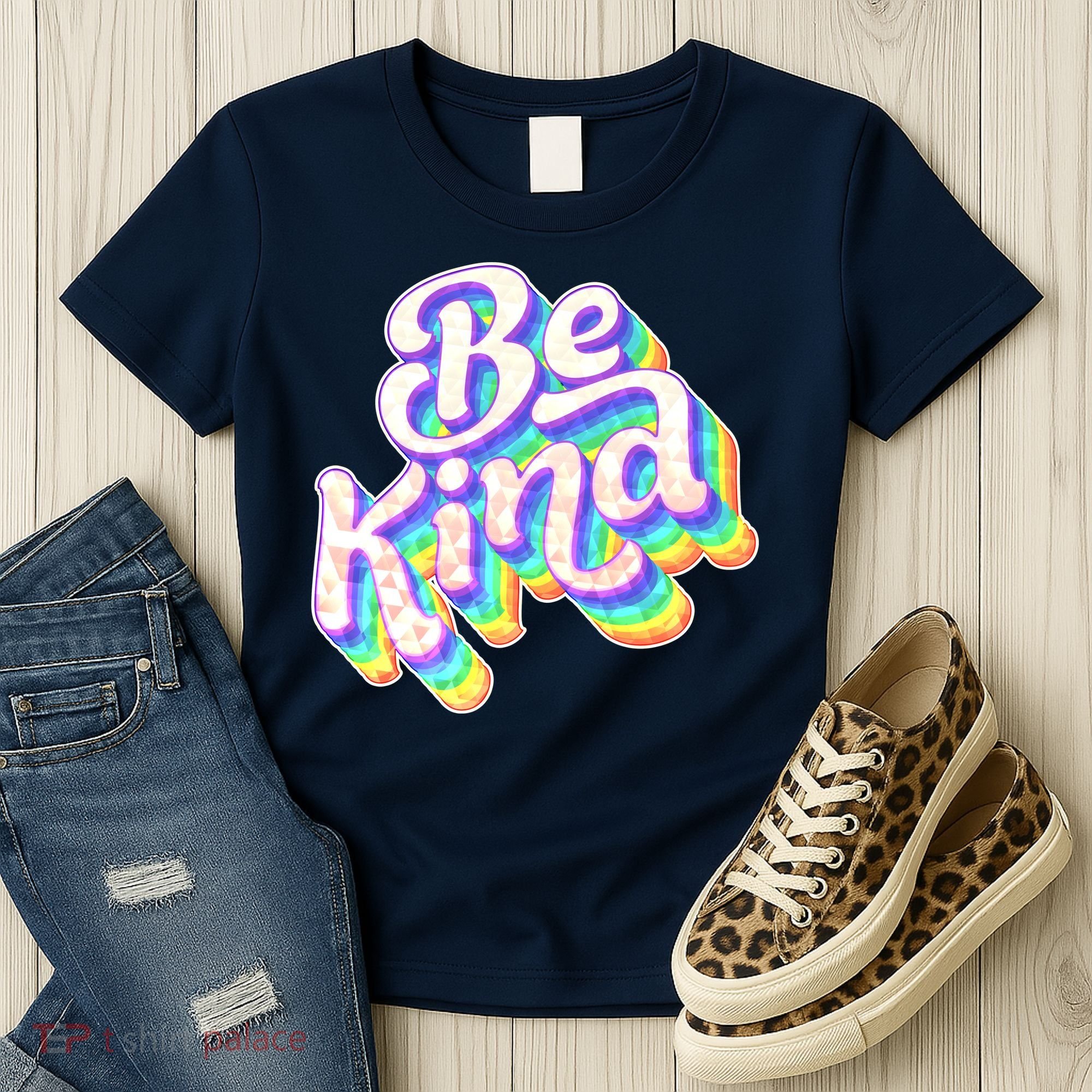 Retro Rainbow Prism Be Kind Women's T-Shirt