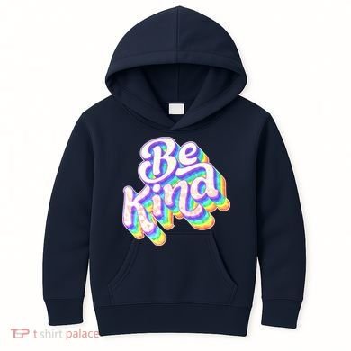 Retro Rainbow Prism Be Kind Kids Hoodie