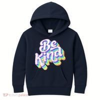 Retro Rainbow Prism Be Kind Kids Hoodie thumb 0