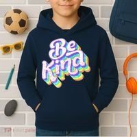 Retro Rainbow Prism Be Kind Kids Hoodie thumb 2