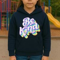 Retro Rainbow Prism Be Kind Kids Hoodie thumb 3