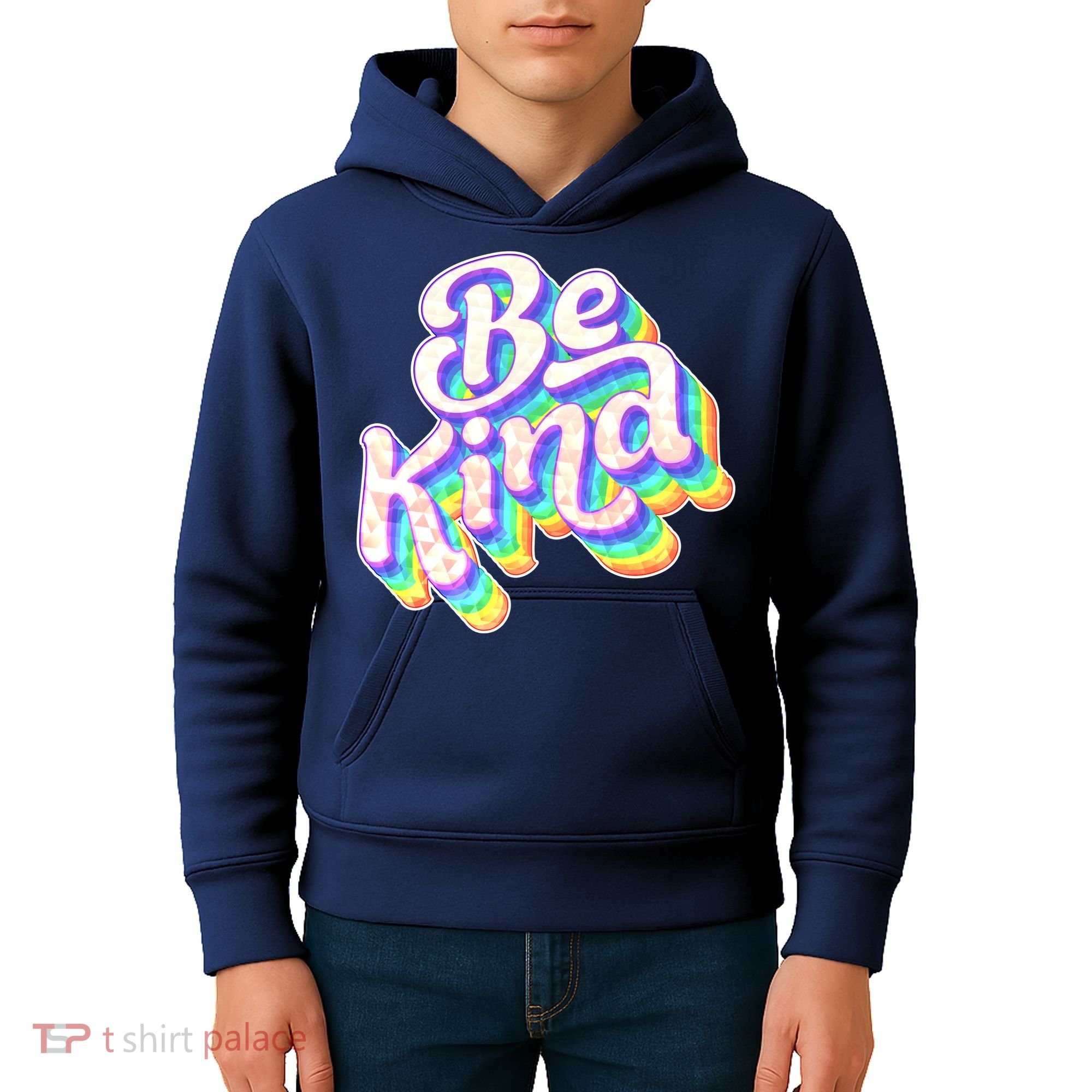 Retro Rainbow Prism Be Kind Kids Hoodie