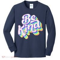 Retro Rainbow Prism Be Kind Kids Long Sleeve Shirt thumb 0