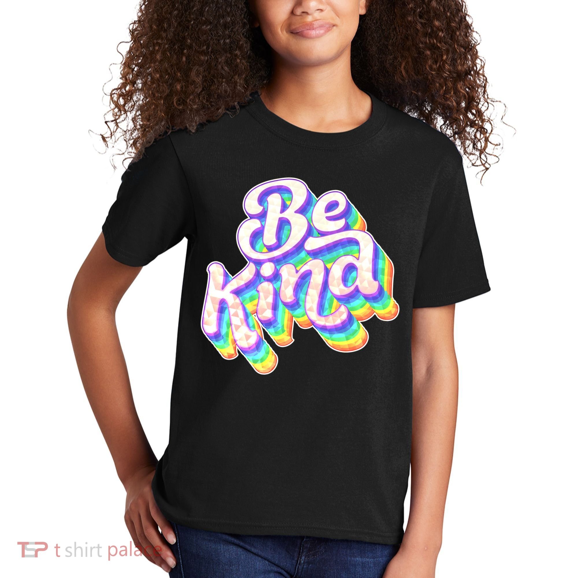 Retro Rainbow Prism Be Kind Kids T-Shirt