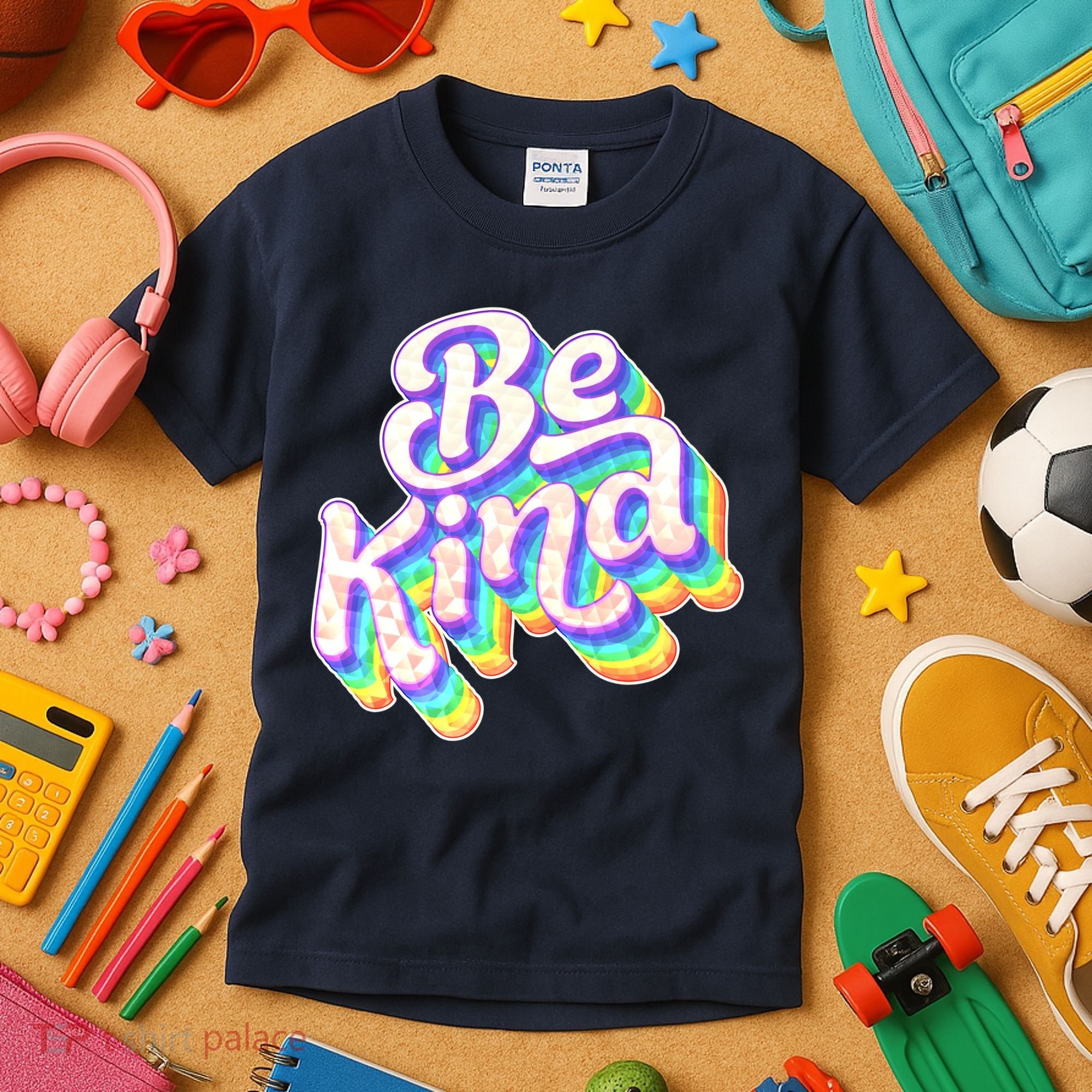 Retro Rainbow Prism Be Kind Kids T-Shirt