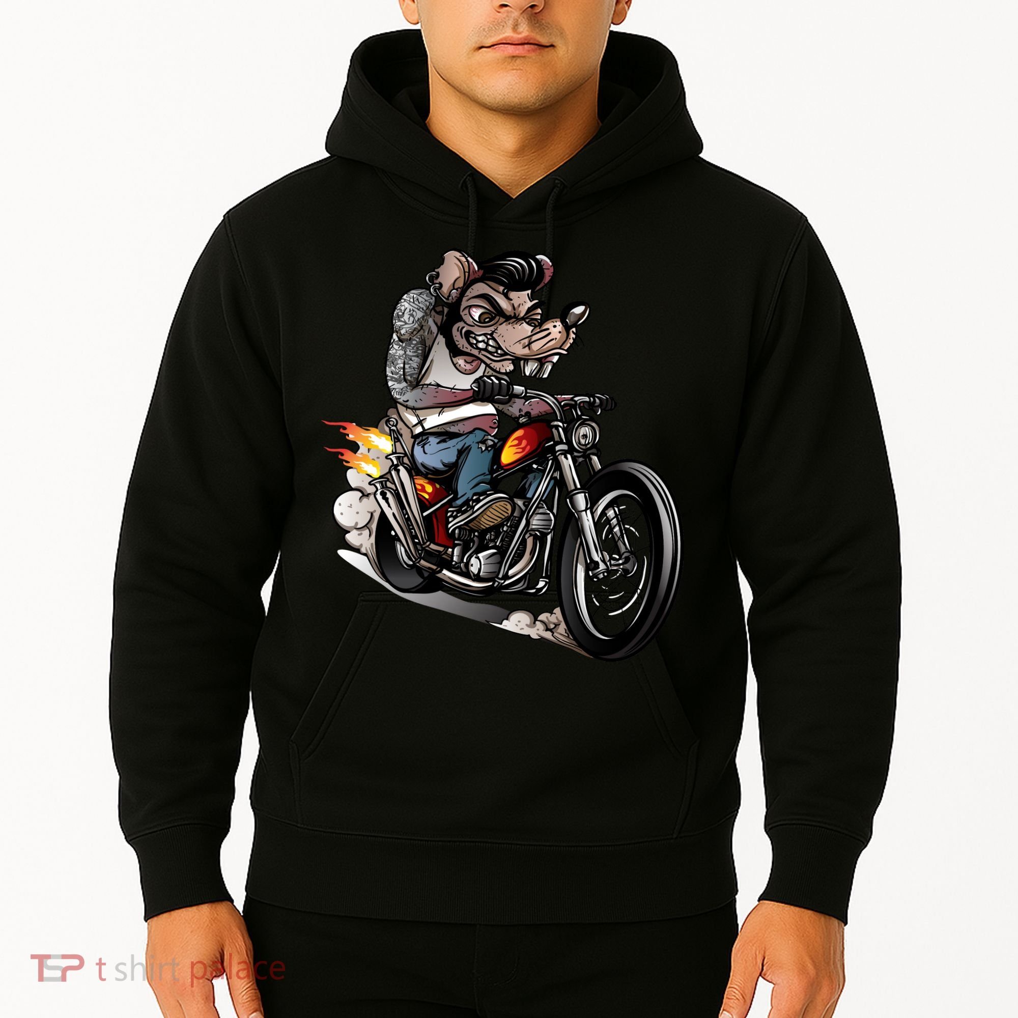 Rockabilly Rats Riding A Bike Hoodie