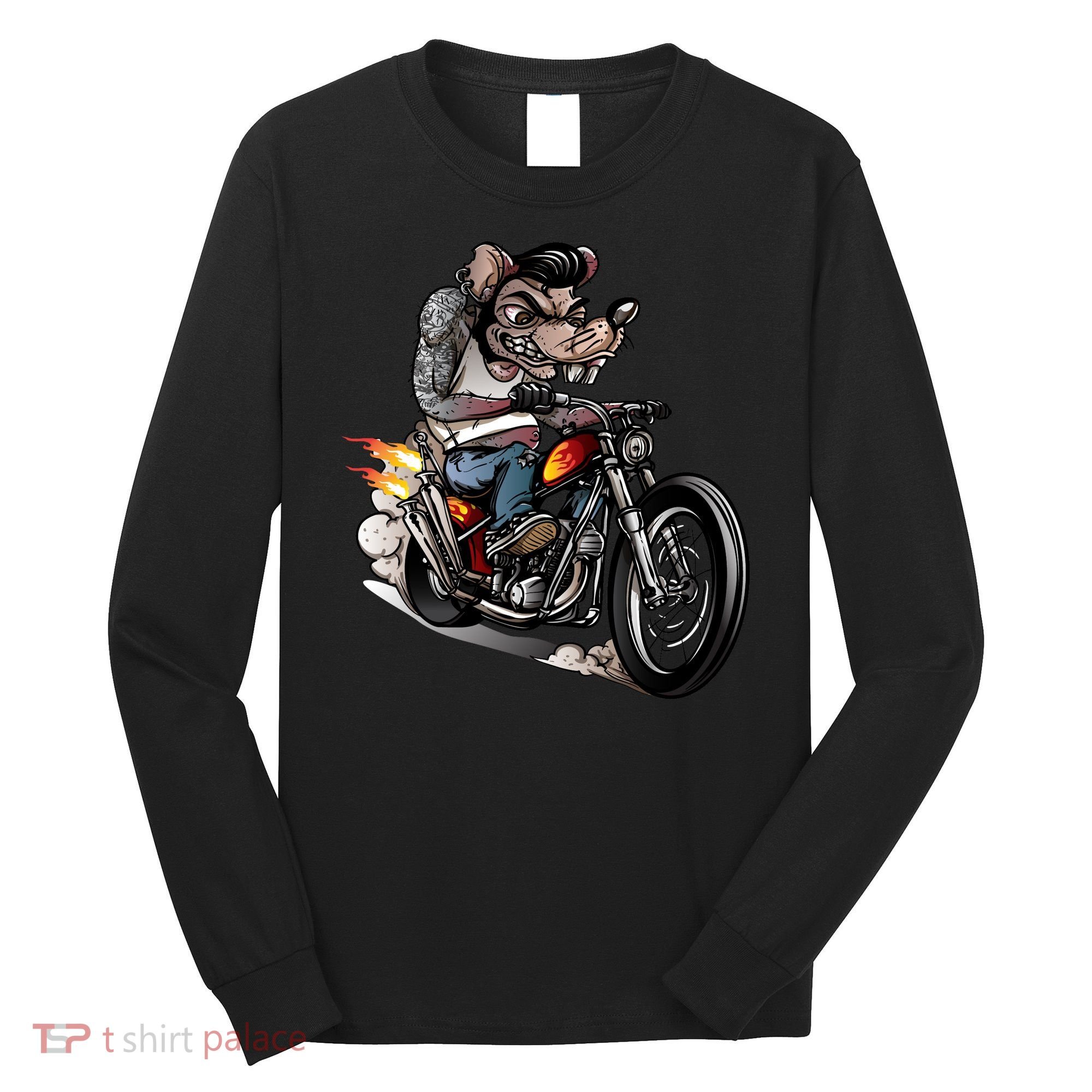 Rockabilly Rats Riding A Bike Long Sleeve Shirt