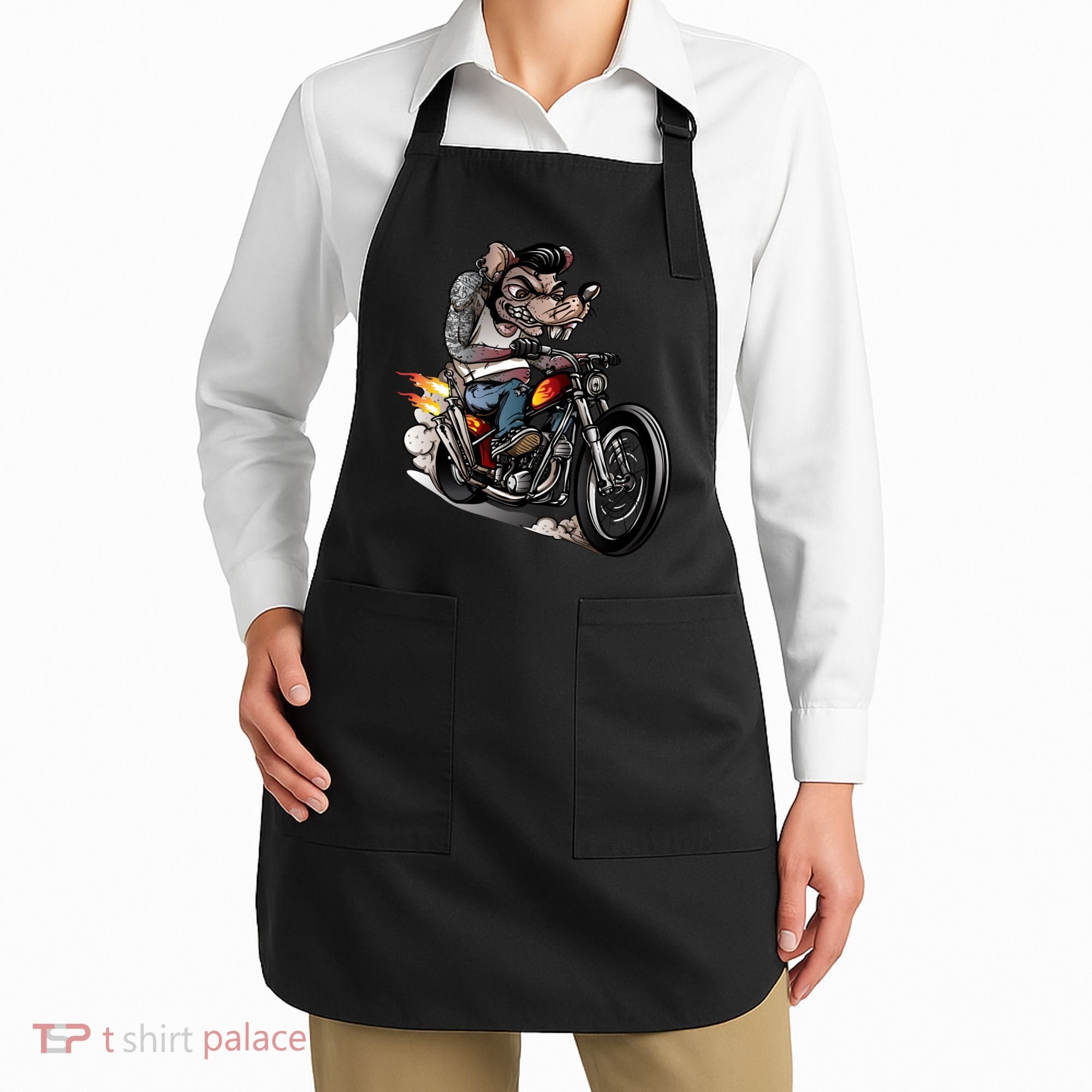 Rockabilly Rats Riding A Bike Apron