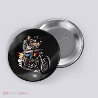 Rockabilly Rats Riding A Bike Button thumb 0