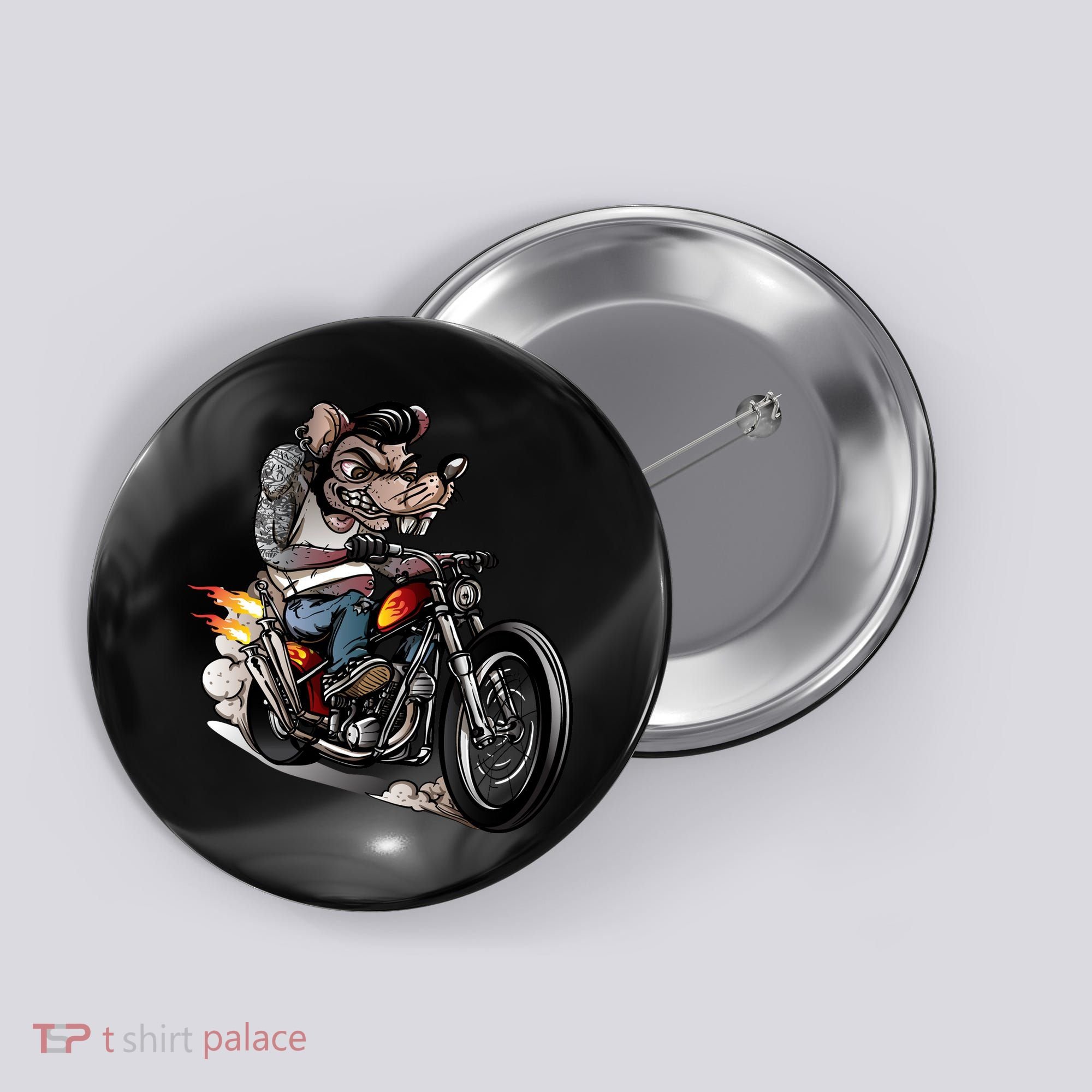 Rockabilly Rats Riding A Bike Button