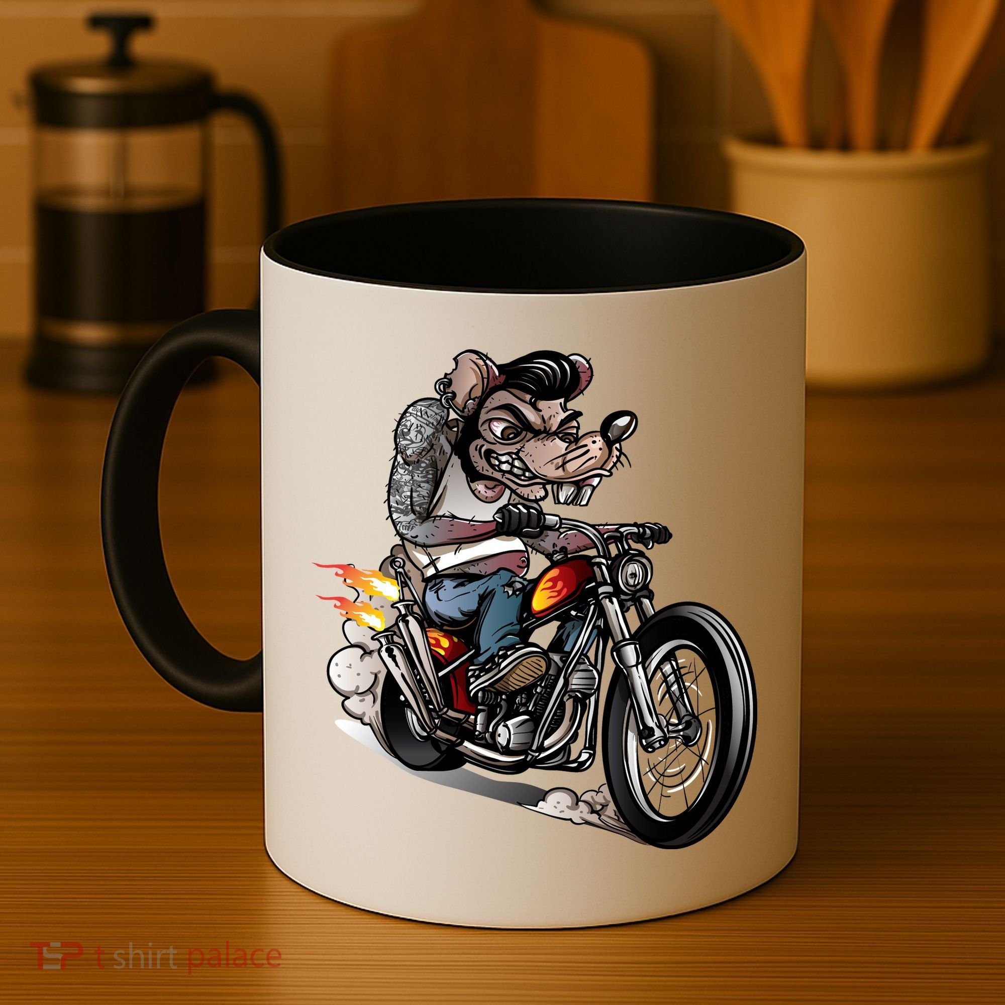Rockabilly Rats Riding A Bike Coffee Mug
