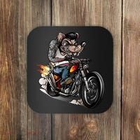 Rockabilly Rats Riding A Bike Coaster thumb 0