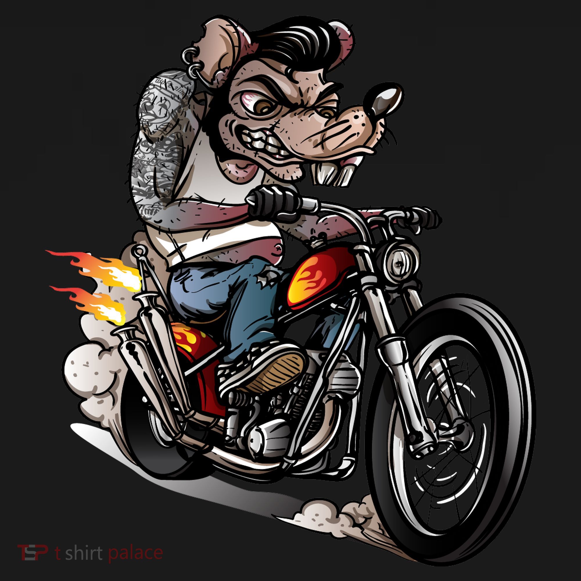 Rockabilly Rats Riding A Bike Women's Hoodie