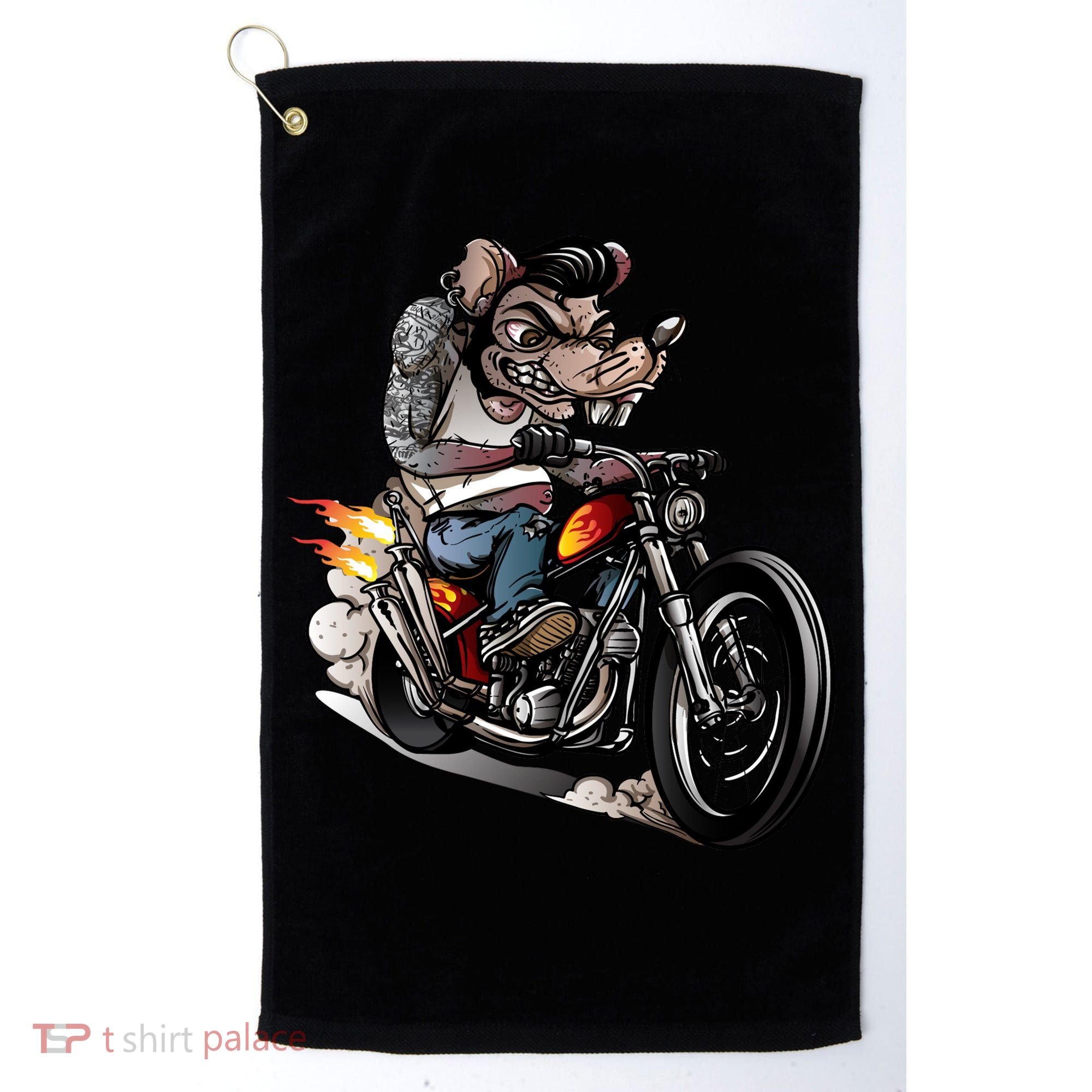 Rockabilly Rats Riding A Bike Golf Towel